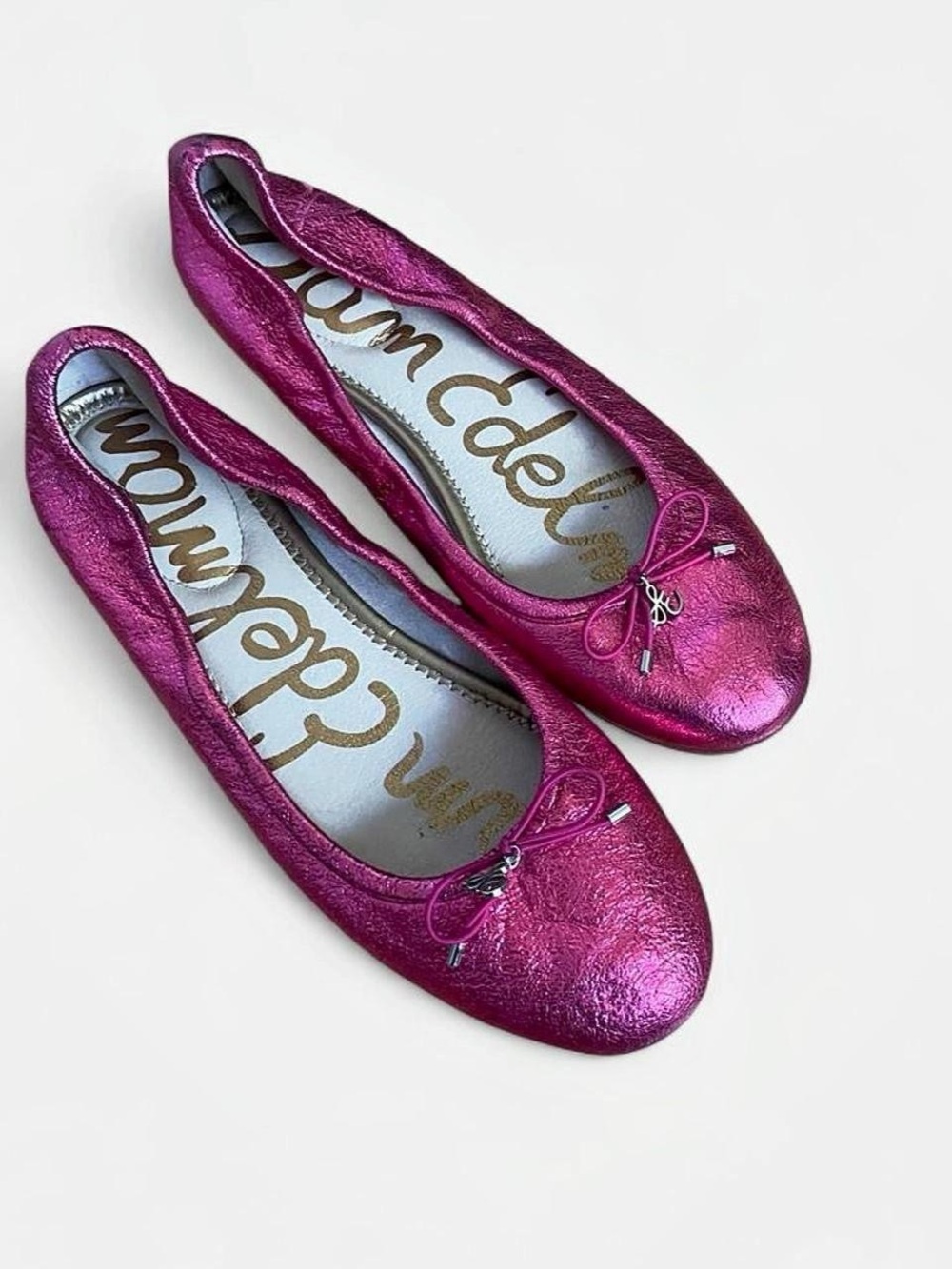 Sam Edelman Felicia Metallic Pink Leather Ballet Flats Size 8.5